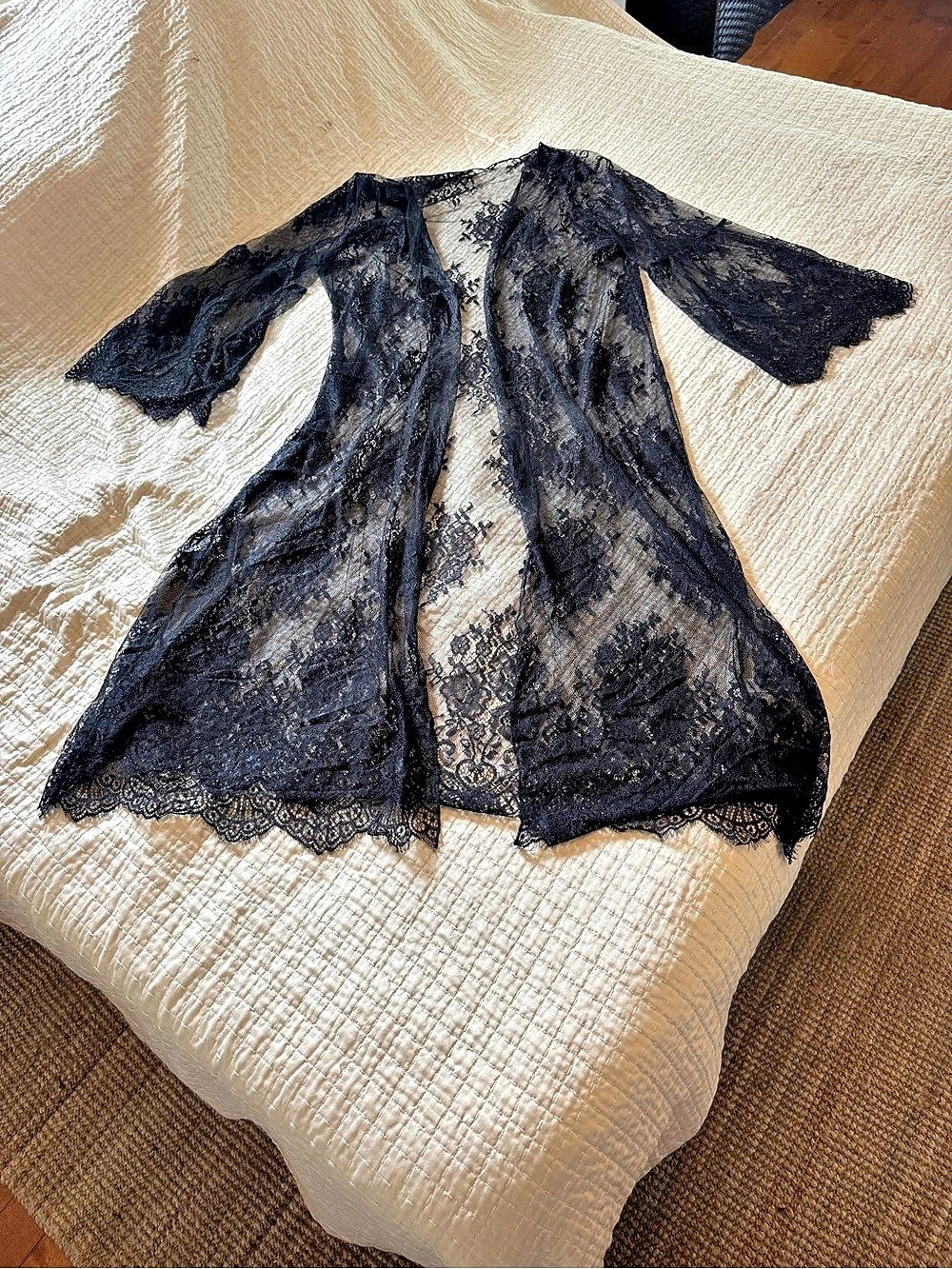 Black Floral Lace Duster Size 3XL